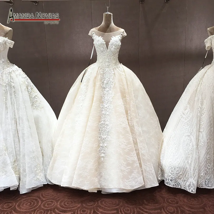 

New Arrival Amanda Novias Real Pictures Luxury Ball Gown Special Lace Wedding Dress vestido de noiva 2019