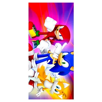 

35*70cm Bath Towels!Cartoon Game&Sonic the Hedgehog Printed Beach Towel /Soft Bamboo Fiber Drying Washcloth For Kids Men Women