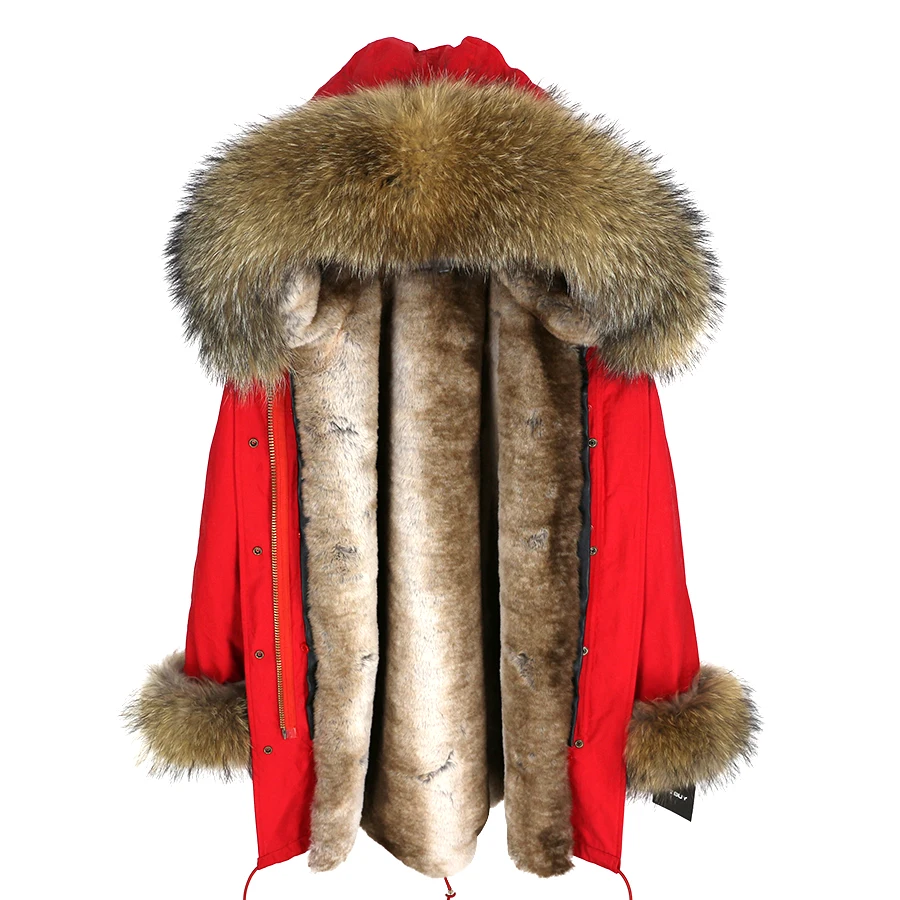 OFTBUY, длинная парка, зимняя куртка, Женское пальто с натуральным мехом, большой воротник из натурального меха енота, капюшон, Толстая теплая подкладка, уличная одежда, бренд Luxuty - Цвет: 27