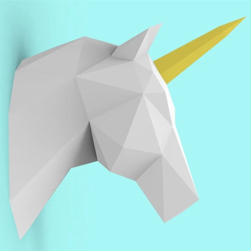 3D бумажная модель Единорог бумага ремесло Домашний Декор стены украшения паззлы образовательные детские игрушки «сделай сам» подарок на день рождения 882
