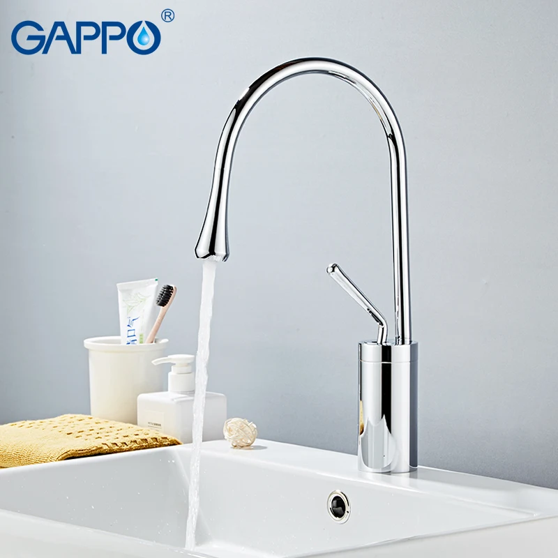 Смеситель для ванной комнаты GAPPO золотистый кран умывальника высокий водопад