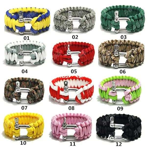 

2016 new 550 waterproof paracord bracelet with stainless steel screw D shackle bracelet