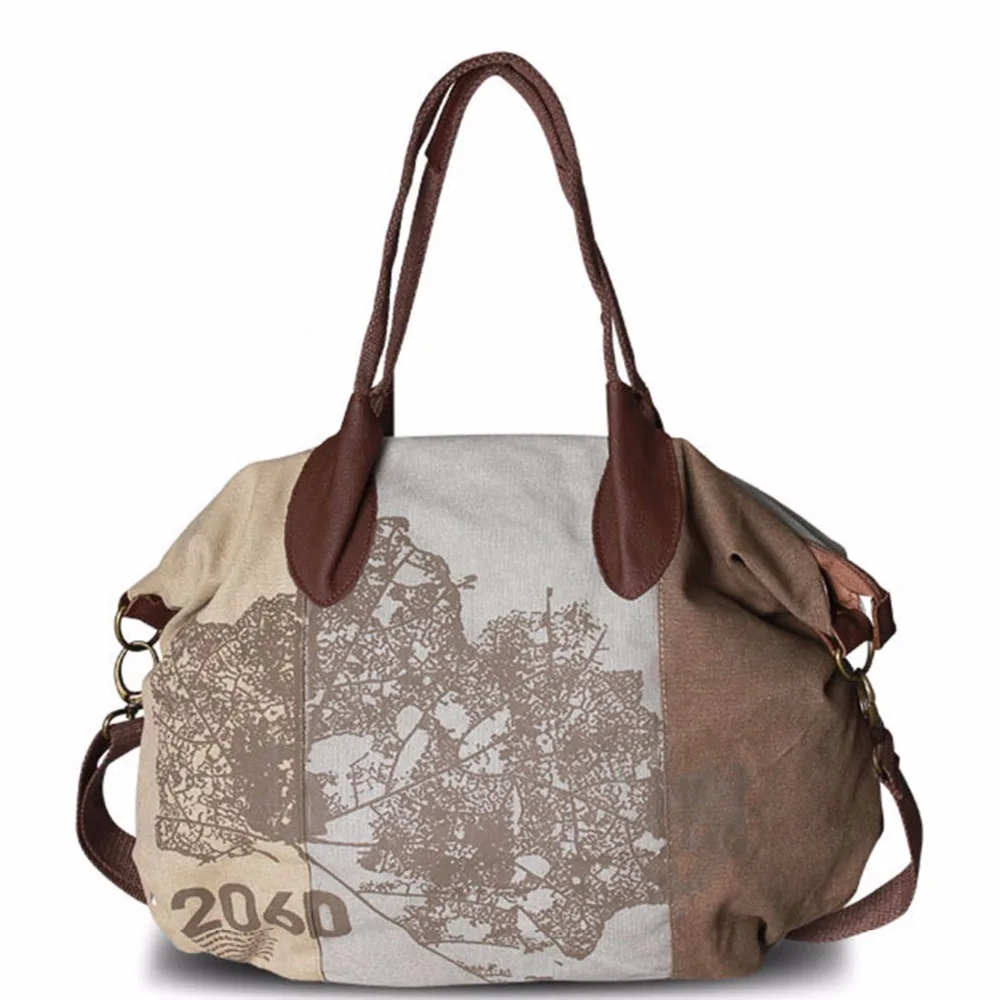 

Retro Large Capacity Canvas Women Handbag Fashion Printed Single Tote Shoulder Bag For Men Durable Travel Weekend Bag