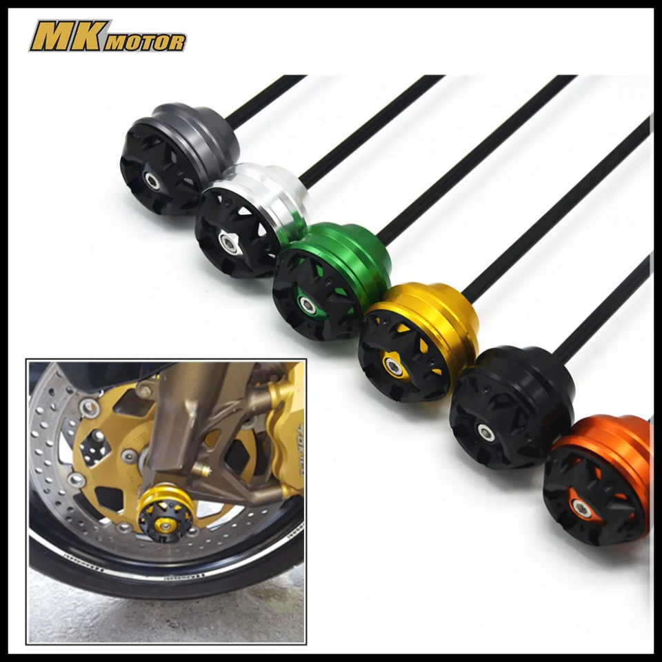 

CNC Modified Motorcycle Front & Rear Wheel Fork Axle Sliders Cap Crash Protector For MV AGUSTA Brutale 675 F4 Brutale 800 15-17