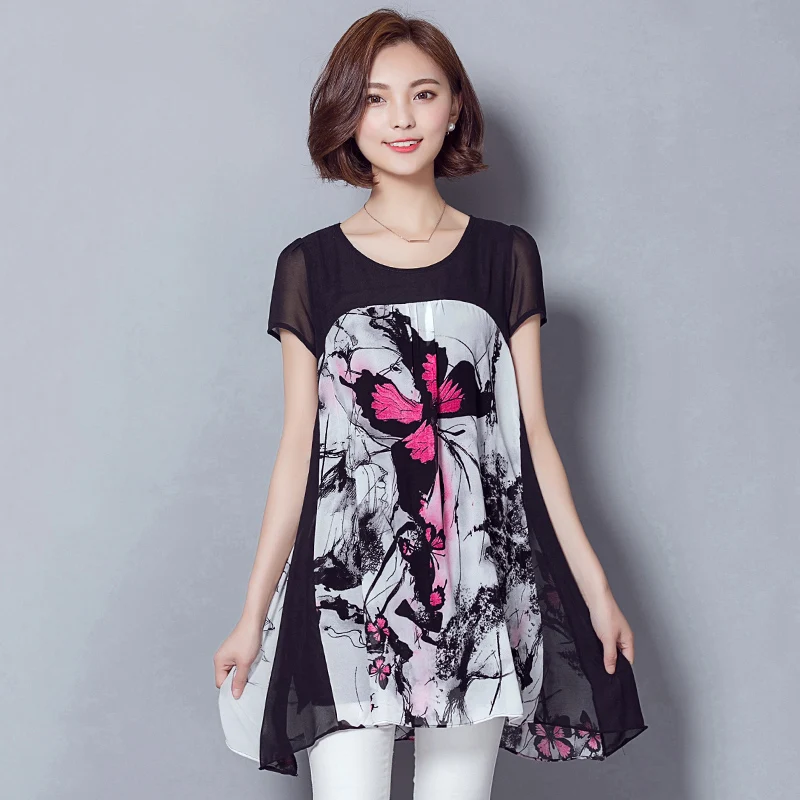 ladies summer tops 2017 new short sleeve blouse women chiffon plus size model search 2017
