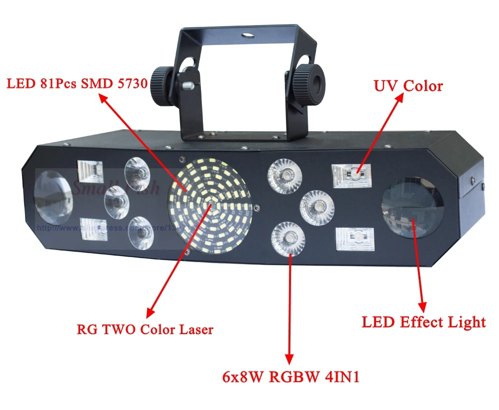 5в1 DJ лазерный сценический светильник полноцветный RGB или 48 RG узоры проектор 4X3 Вт УФ CREE одноцветный светодиодный сценический светильник ing