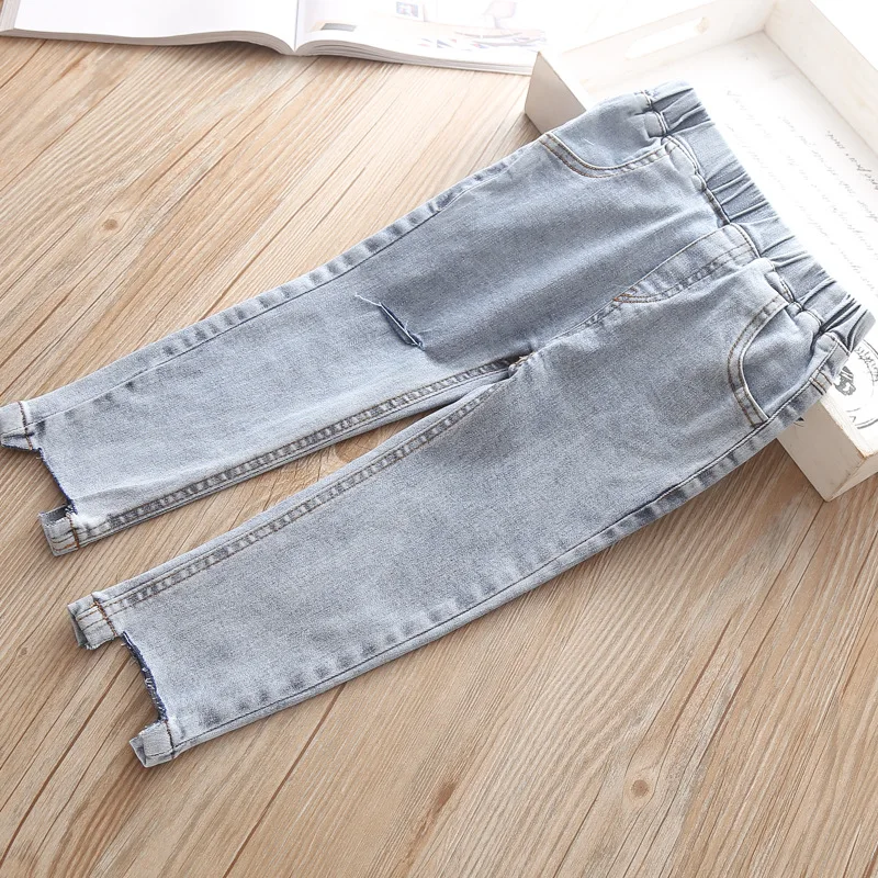 

Kids Fashion Jeans Toddler Girl Broken Hem Pants Children Wholesale Lots Bulk Clothes Summer Little Girl Straight Denim Pants