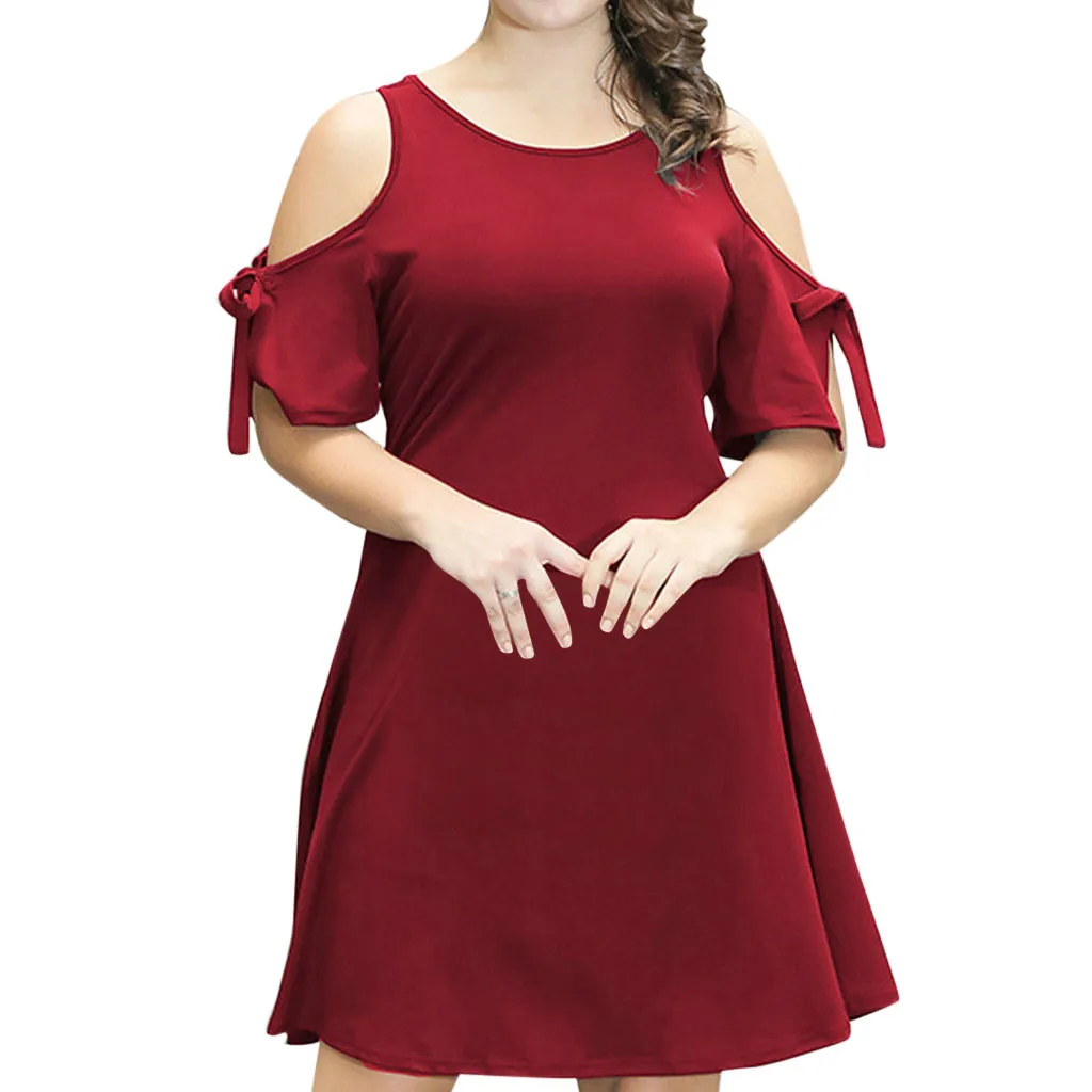 

New Fashion Sexy Large Size short-sleeved Solid Color Round Neck Lace Dress Fashion Sexy Large Size Dress Summer Dresses Girl