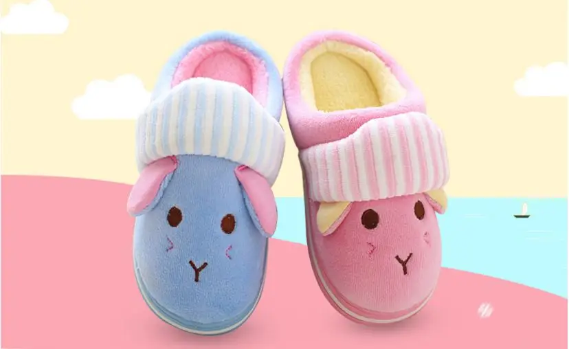Детские хлопковые тапочки; зимняя домашняя обувь; домашние тапочки для мальчиков; Теплая обувь для девочек; милые бархатные плюшевые домашние тапочки