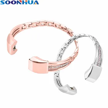 

SOONHUA Fashionable Watch Band With Rhinestone Adjustable Stainless Steel Wristband Replacement For Smart Bracelet Wrist Strap