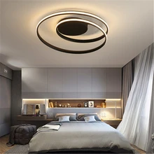 Современный светодиодный потолочный светильник с регулируемой яркостью с дистанционным управлением, черно-белая лампа для спальни, гостиной, кухни, лофт, украшение дома, светильник