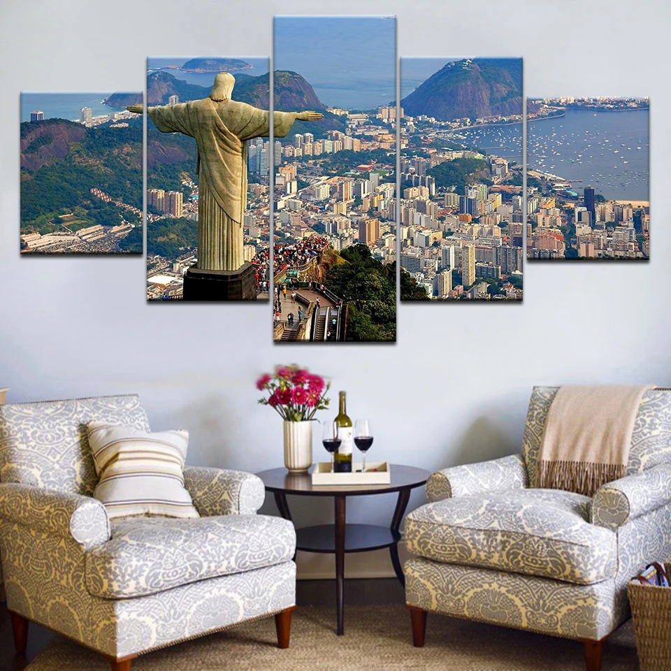 5Panel HD Printed Cristo Redentor Brazil Monte wall posters Print On Canvas Art Painting For home living room decoration | Дом и сад