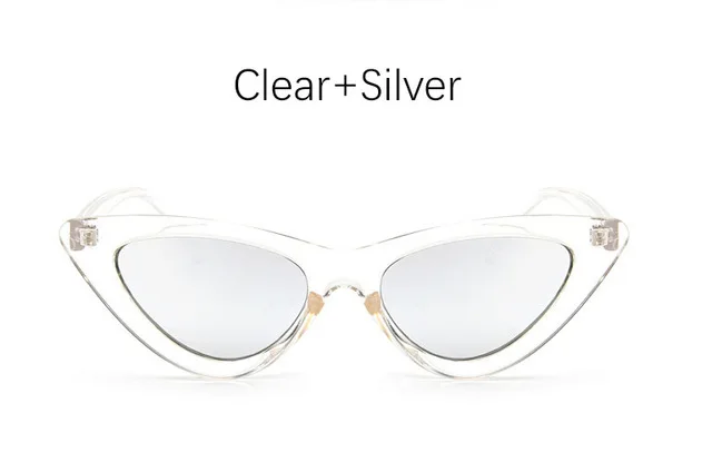 Сексуальные солнцезащитные очки кошачий глаз, тени для женщин, модные брендовые женские винтажные Ретро треугольные очки с дизайном «кошачие глаза» oculos feminino солнцезащитные очки - Цвет линз: Clear Silver