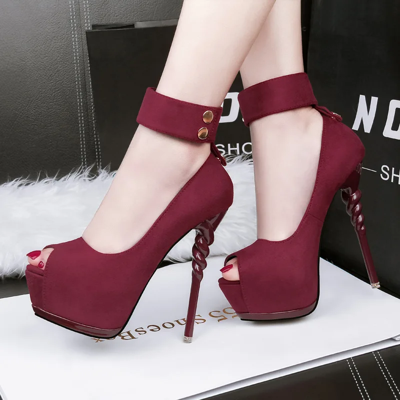

Korean fashion super high heel waterproof platform nightclub high heel stiletto metal sexy fish mouth single shoes