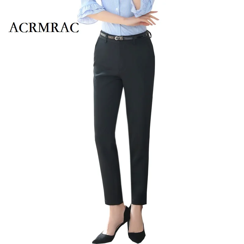 ACRMRAC Women New Solid color black Slim Formal Suit pants Pencil pants