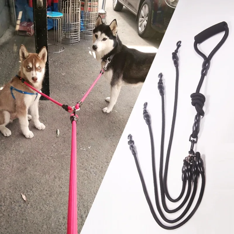 

2/3/4 Way Couplers Pet Walking Running Dog Leash Lead 80cm Long Braided Nylon Double Dog Leash Rope For 2/3/4 Dogs