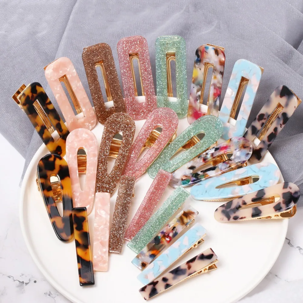 

JUJIA2019 New Style Acrylic Fashion Hairwear For Women Korea Barrettes Girl Vintage Acrylic Leopard Hair pins Duckbill Hairgrips