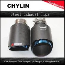 Universal 2Pcs ID:2.48 OD:3.54 inch Car Akrapovic Exhaust Tips Muffler Pipe for BMW Audi Volkswagen Benz Nissan Toyota