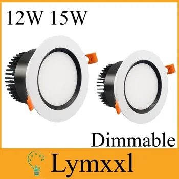 

White Shell Dimmable 12w 15w Led Downlights Frosted cover Led Recessed Spot Light Lamp + Led Driver AC90-260V Natural White CE