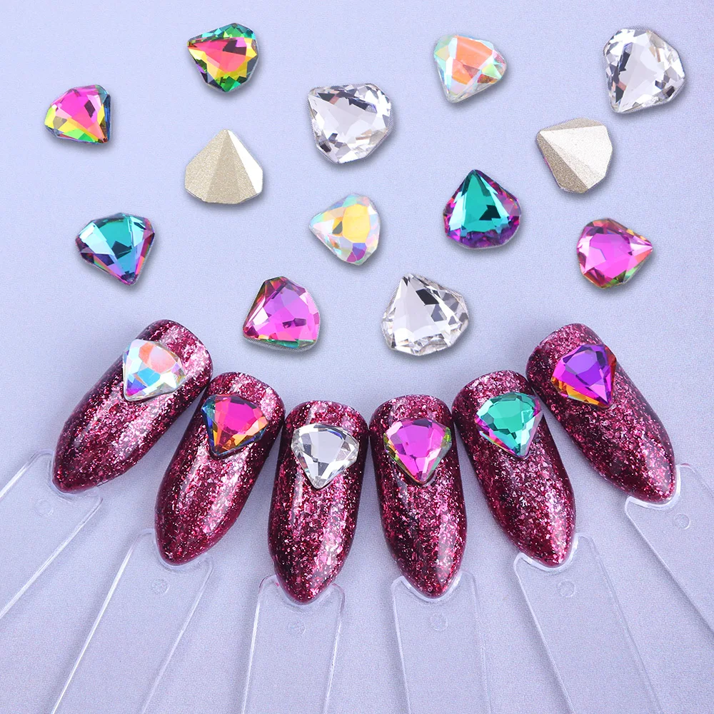 

10pcs Crystal 3D Rhinestones Nail Charm Diamonds Shape Stones Flatback Decoration Glitter Gems Strass Nail Art Accessories JI788