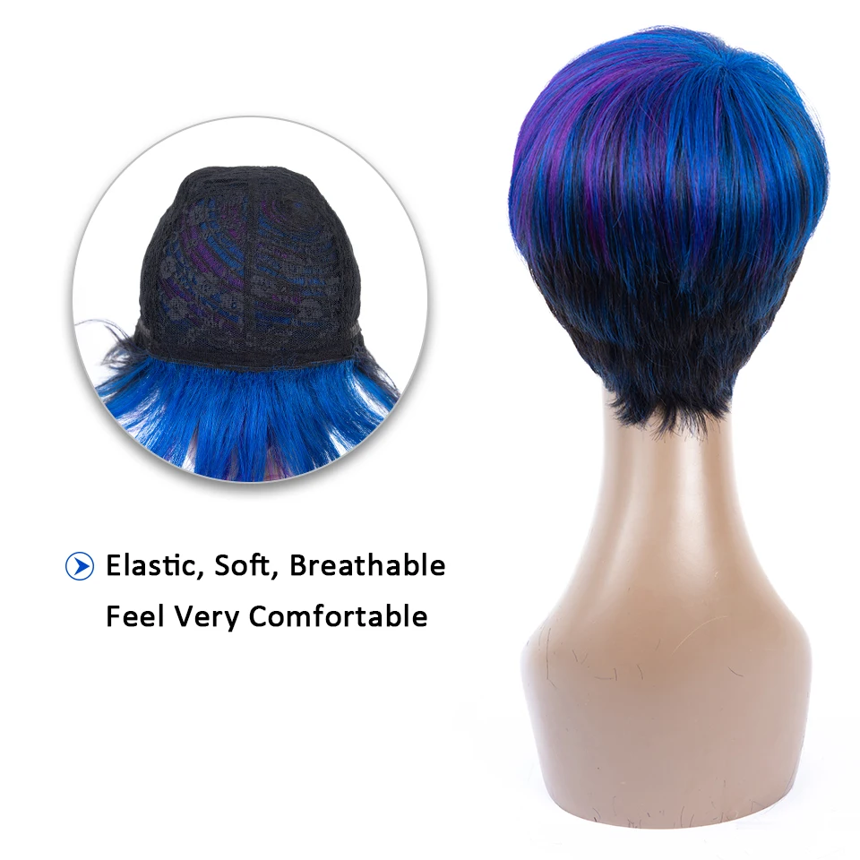 Sophie's Brazilian Bob Wig Short Human Hair Wigs For Black Women Remy Straight Hair Wig 1b Purple 99j Blue Ombre Human Hair Wig