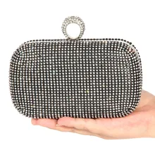 Вечерние сумки Для женщин клатч Сумки женские свадебные Стразы Сумки серебро/золото/черный бриллиант инкрустация кольцо цепи партия сцепления Сумки