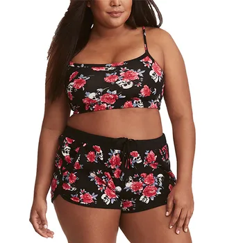 

Sexy big size split print for women in Europe and America backless off shoulder Push up Padded Bra bearwear Swimwear Set 40mr15