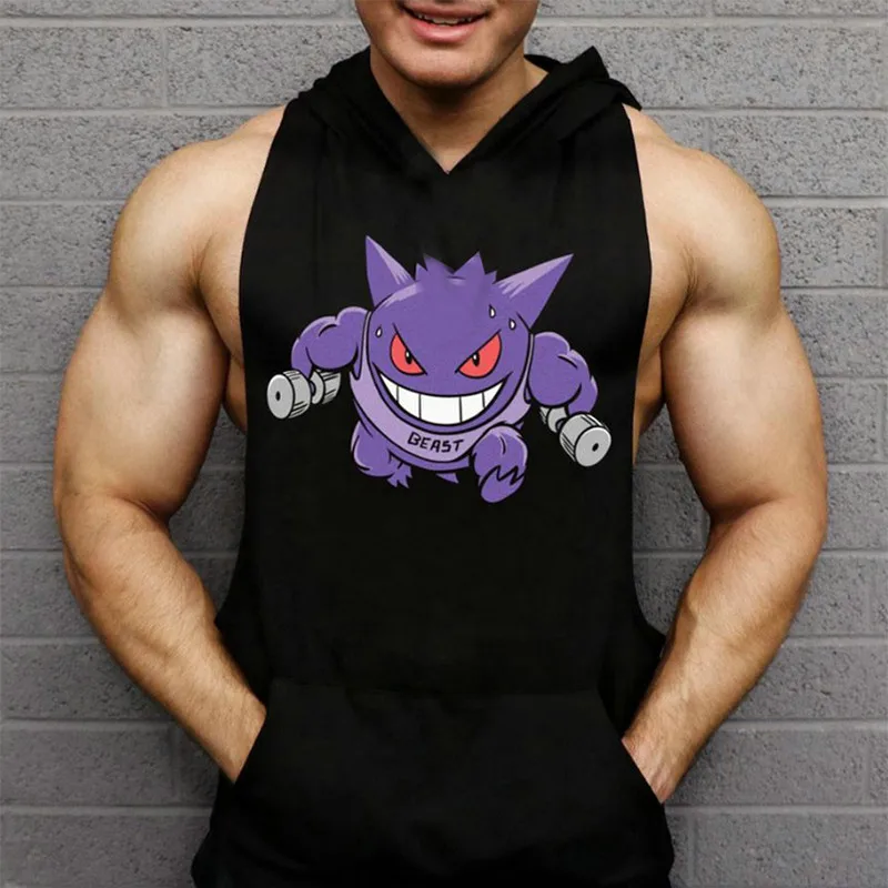 

Men Hooded Tank Top Workout Stringer Hoodie Tanks Top Bodybuilding Gyms Fitness clothing Sleeveless Shirt Regatas masculino