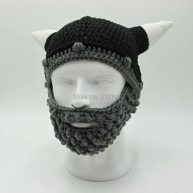 Mr. Kooky, Мужская Шапка-шлем викингов, Роговая борода, горро, нарядное платье, вязаная зимняя шапка ручной работы, теплая шапочка, подарок на Хэллоуин, вечерние шапки