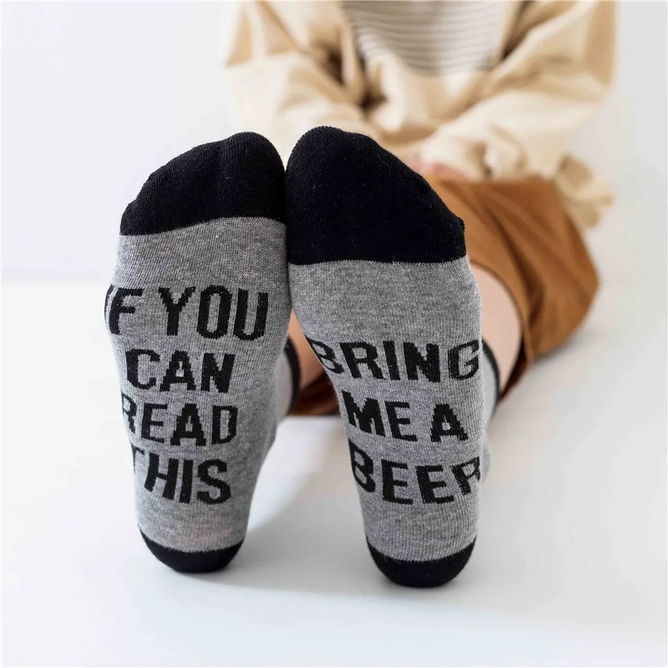 

Women Funny Socks Words Printed Socks If You Can Read This Bring Me a Beer Cotton Casual Socks Unisex Comfortable Mujer Sokken