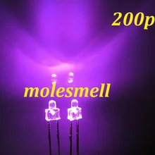 200 шт. 2 мм круглый розовый Ultra яркие светодиодные лампы прозрачный объектив розовый LED