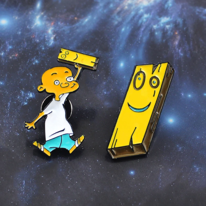 aloyrHe Retro Anime Brooch Cartoon Character Plank Ed EDD /& Eddy Air Jonny Cool Funny Boy Enamel Pin Backpack Lapel Badge Child Gifts
