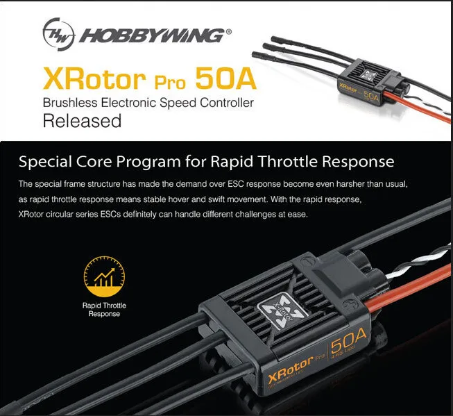 2 шт./лот Hobbywing XRotor Pro 50A 4-6S Бесщеточный Регулятор скорости ESC мульти-ротор Aircaft DIY для радиоуправляемого дрона