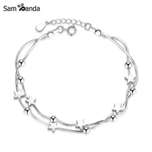 Новые 925 серебро браслет классический Звезда блок Бал шарик шарма Регулируемый Браслеты для Для женщин ювелирные изделия