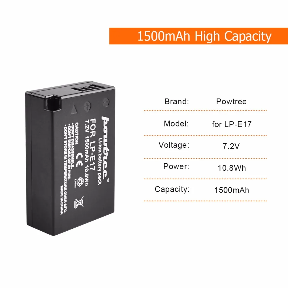 1 шт. аккумулятор 1500 мАч LP E17 LPE17 + зарядное устройство постоянного тока