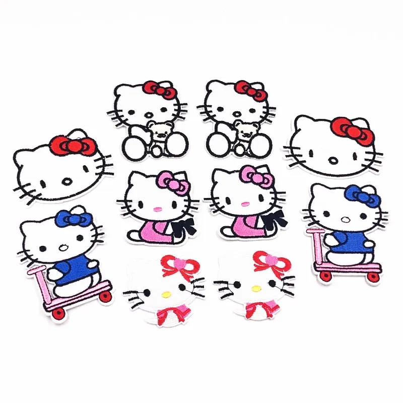 

1PCS Hello Kitty Cat lovely girls Embroidered Patch Iron on Sewing on Applique Patch Clothes Shoes Bags DIY Decoration Patches