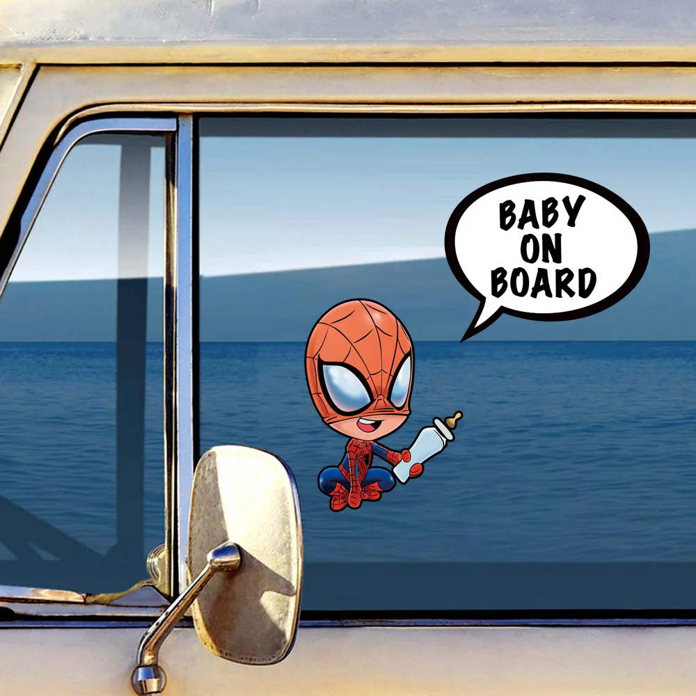 Super Hero Car Body Stickers Creative Funny Vinyl High Quality Decals Decorative Cartoon Quote Baby On Board  Sticker Accessorie (1)