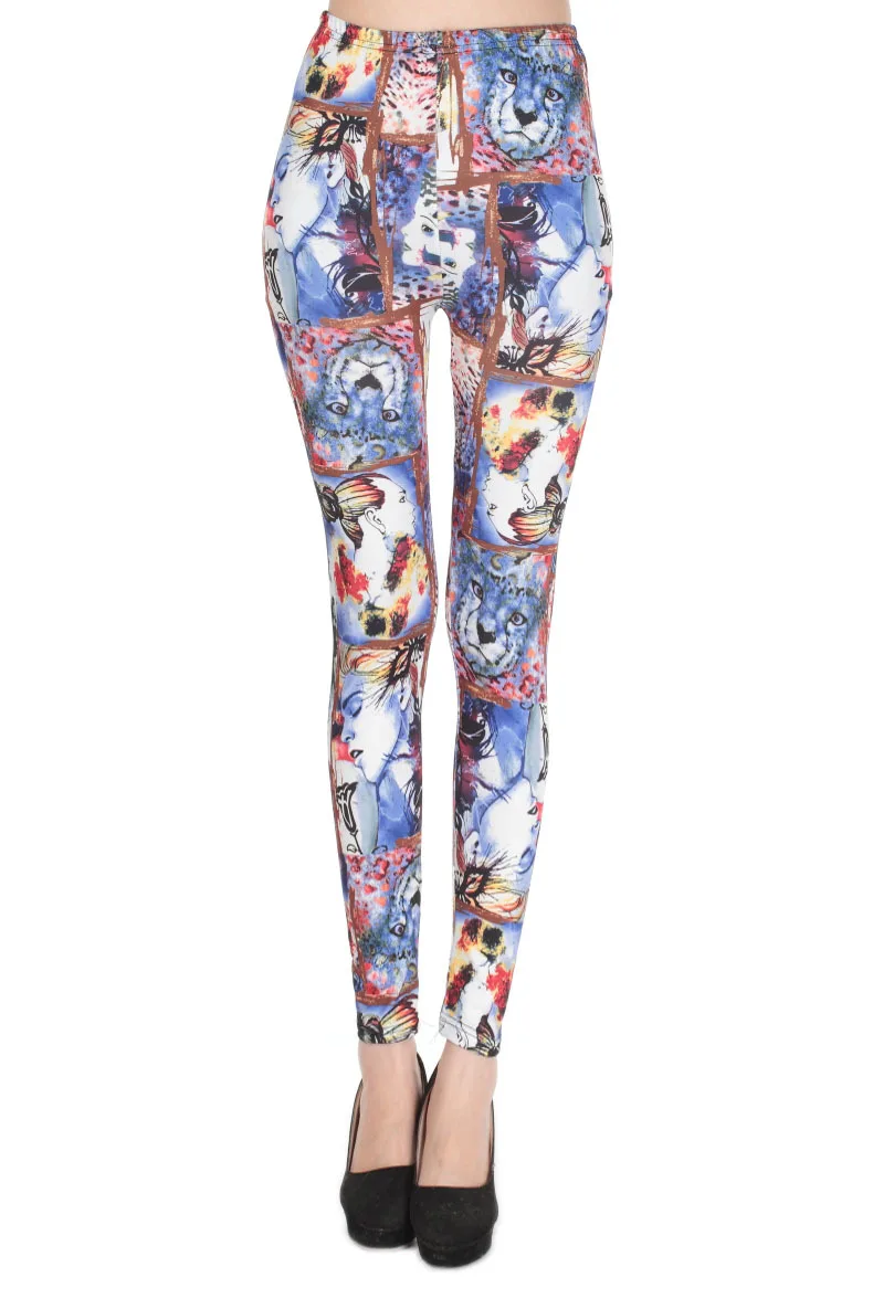 

Godier New 2017 Women Fashion Leggings Beauty and the beast Printing Trousers Sexy Elasticity Fashion Milk Silk Pants JC0021