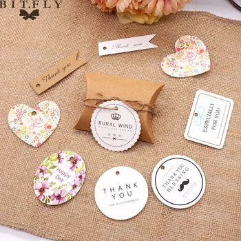 

50pcs DIY Kraft Paper Tags Thank You Tags Baking Tags Wedding Party Note Kraft Gift Wrapping Supplies Vintage Wedding Decoration
