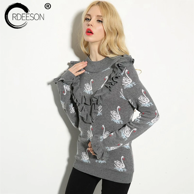 Ordeeson Винтаж шерсть зимой толстые Свитеры для женщин Ruched оборками с