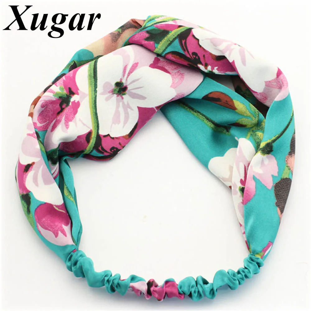 Buy Bohemian Fabric Printed Cross Headband For Women