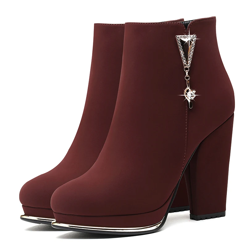 Женские ботинки martin в британском стиле; Зимние теплые плюшевые ботинки; женские замшевые Ботинки на каблуке; большие размеры YG-B0045