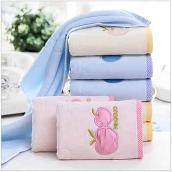 

34*75cm 100% combed cotton baby towel cartoon style baby Newborn washcloth handkerchief kids feeding wipe cloth towel