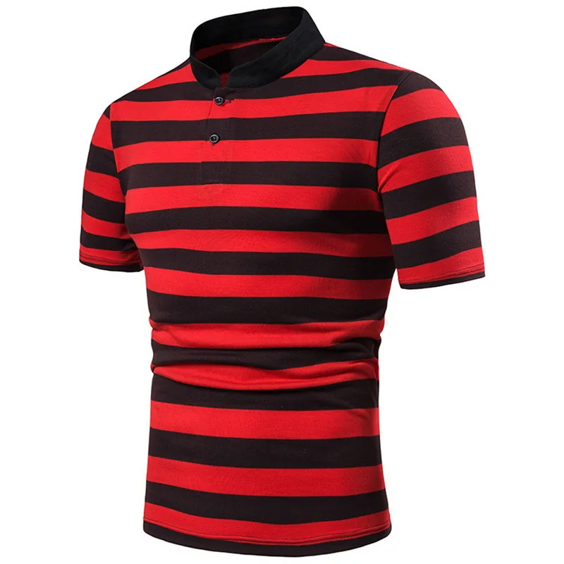 

Litthing 2019 Polo Shirt New Summer Business Casual Breathable Striped Short Sleeve Polo Shirt Cotton Work Clothes Polo Shirts