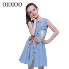 Платья для девочек; детское летнее джинсовое платье без рукавов для девочек-подростков; сарафан; одежда для детей 8, 10, 12, 14 лет; Vestidos Infantil