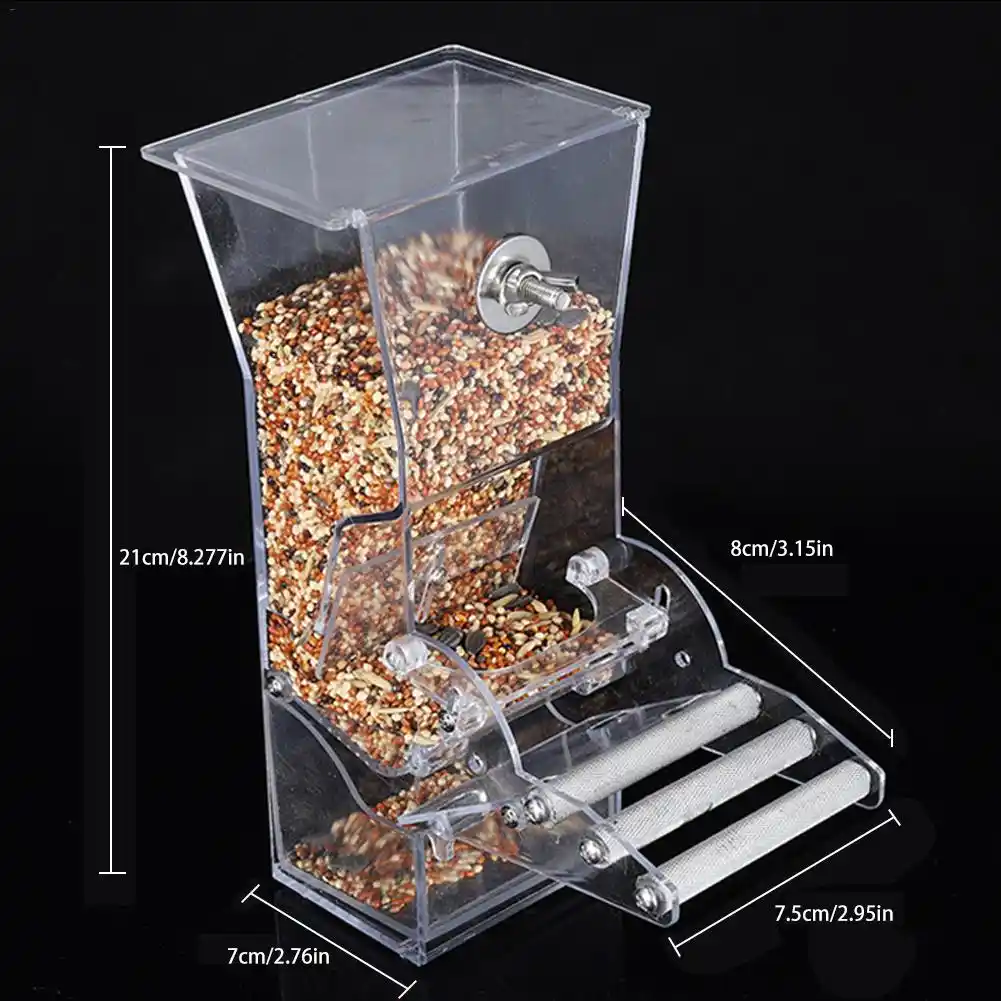 Bird Feeder Parrot Automatic Seed Feeder No Assembly Splash Proof