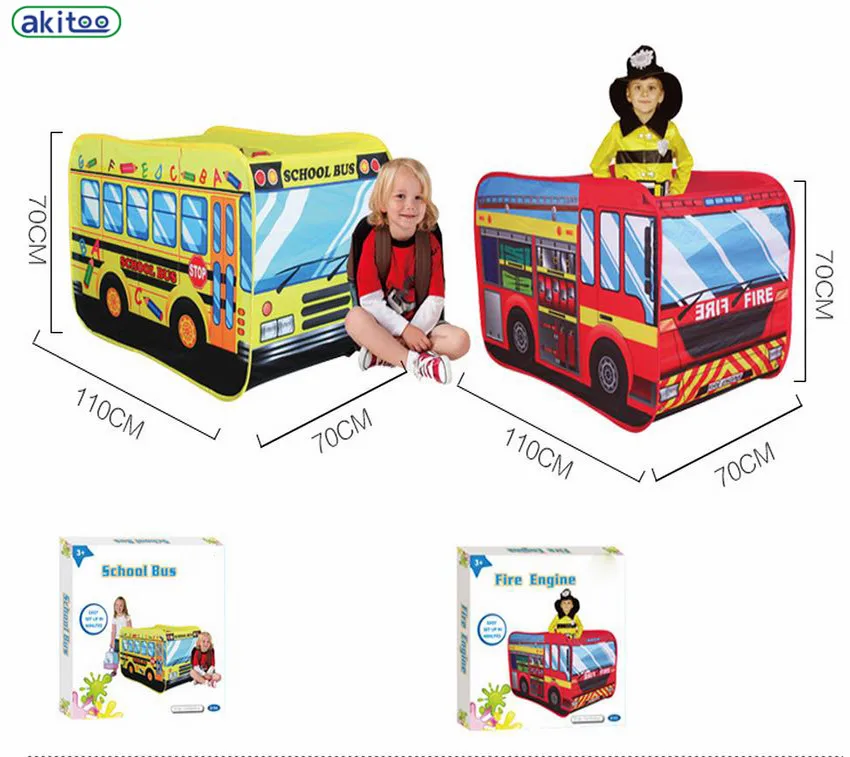 Новое поступление, детская палатка akitoo, игрушечный домик с супер машинкой, игровой домик для помещений и улицы, детская палатка, школьный автобус и пожарная палатка, подарок