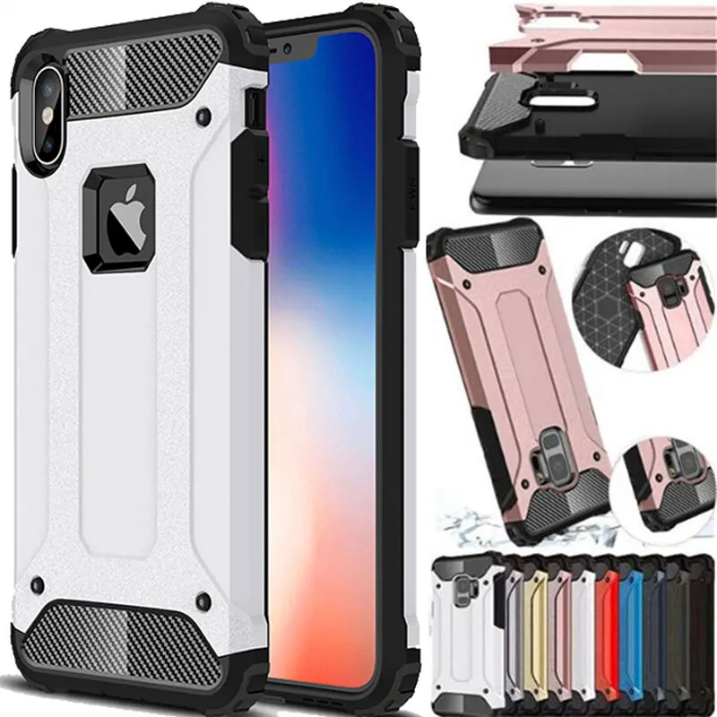 

Shockproof Armor phone Case For iPhone XS XR 8 7 Plus Case Cover For iPhone 6 6S Plus 5 5S SE XS Max Luxury Silicone Back Case