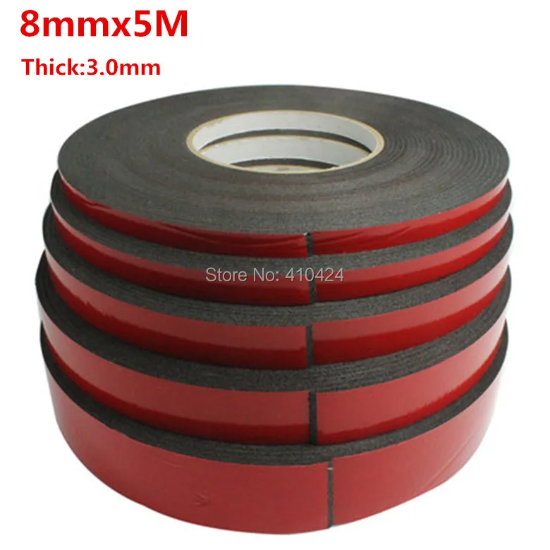 (Thick 3.0mm) Double sided Adhesive Black Foam Tape 8mmx5m for Windows