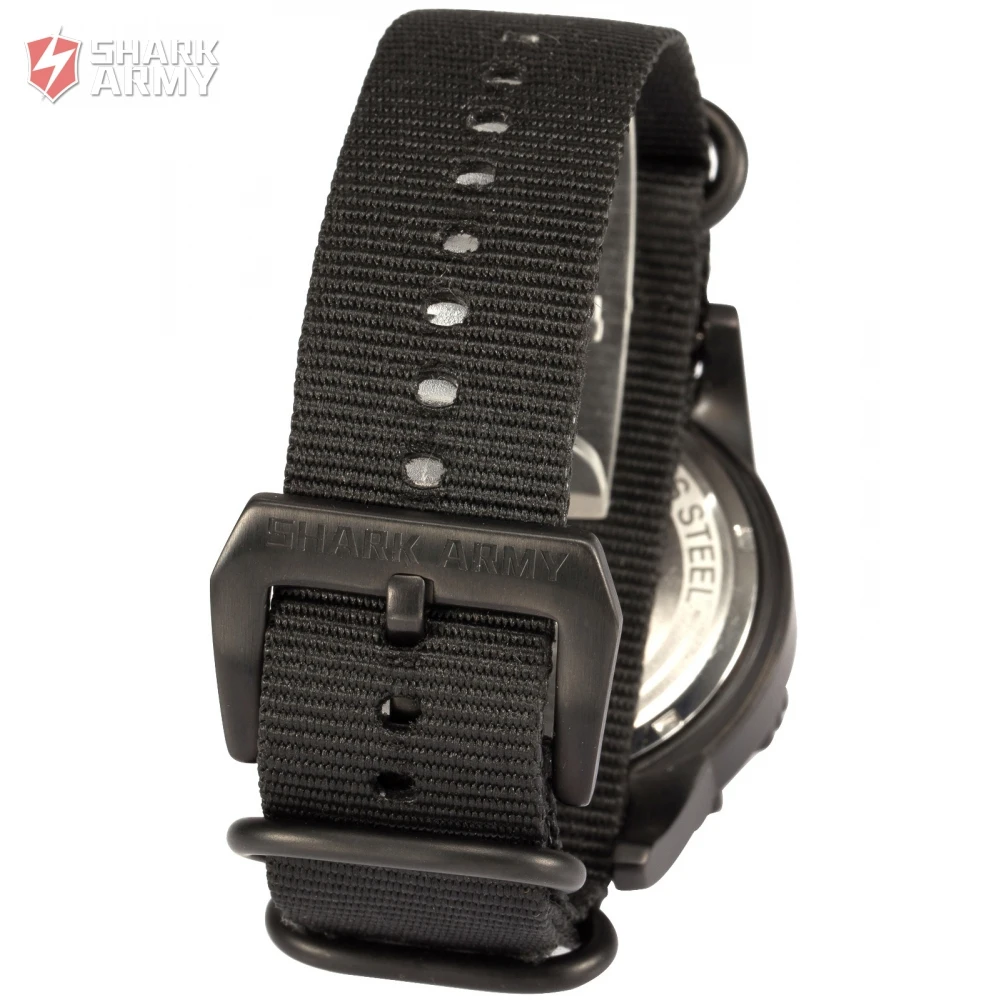 SHARK ARMY Full Steel 100m Waterproof Date Display Black Nylon Band Luminous Hands Reloj Military Sport Quartz Men Watch /SAW193 SHARK ARMY Full Steel 100m Waterproof Date Display Black Nylon Band Luminous Hands Reloj Military Sport Quartz Men Watch /SAW193